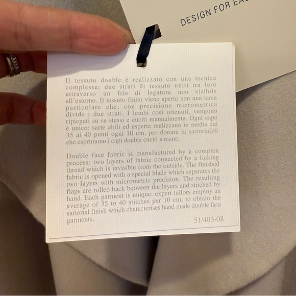 NWT ‘S Max Mara Long 100 % Wool Drap Wrap Coat Color: Ecru Sz: US2/4/6 - Picture 14 of 17